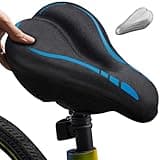 MEENCOOL Bike Seat Cushion - Gel Padded Bike Seat Cover for Men Women Comfort, Adjustable Velcro Secure Bicycle Seat Cushion Compatible with Peloton, Indoor & Outdoor Bicycle Seat(11"x7",Blue)