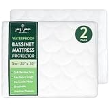 Joey + Joan Waterproof Bassinet Mattress Pad Cover Compatible with Nestig Mini Crib, Graco Bassinets & Travel Lite Crib – 2 Pack Quilted Mattress Protector – 20" x 30"