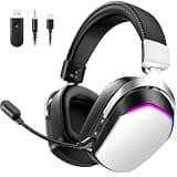 WizBolt Wireless Gaming Headset for PS5 PS4 PC Mac Switch, RGB Headphones with 7.1 Surround Sound, Bluetooth 5.4, 60H Battery, Noise Canceling Mic & 50mm Drivers