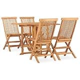 NKOPPFG Solid Teak Wood 5 Piece Folding Patio Dining Set for Garden Terrace Outdoor Use