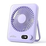 WHATOOK Small Desk Fan Personal Fans: 5000mah 25 Hours Battery Office Quiet Mini Desktop Fan Portable Rechargeable Travel Essentials (Purple, 2000 mAh)