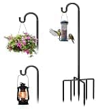 Breeze Touch 1Pack 62 Inch Adjustable Shepherd Hooks for Outdoor Outside, Heavy Duty with 7 Prongs Base, for Hanging Lantern, Hummingbird Feeder, Lightweight Plant, Wind Chime, Bird Feeder Hanger