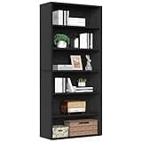 Sweetcrispy 6-Tier Bookcase, 63 Inch Tall Open Bookshelf, Freestanding Wood Book Case, Storage Shelves for Bedroom, Modern Display Bookshelf for Home Office Living Room,Black