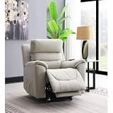 Light Gray Power Motion Recliner with Lift Heating Massage Chair