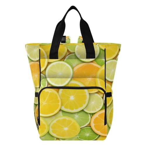 SPRIPORT Lemon Colorful Diaper Bag Backpack for Baby Boys Girls Multifunction Travel Tote with Stroller Straps & Bottle Storage Maternity Travel Bag for Dads Moms Hiking Shopping Traveling