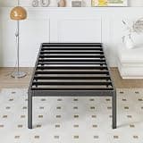Yicensen 14 Inch Twin XL Bed Frame Heavy Duty Metal Platform Bed Frame Twin XL with Rounded Corner Legs, Noise Free, Easy Assembly, No Box Spring Needed, Black.