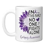 Epilepsy Awareness month support Epilepsy sunflower Ceramic Mug, White, 11oz