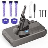 OYLIETORA 9000mAh Battery Replacement for Dyson V-8 Battery 21.6V - Compatible with Animal/Absolute/Motorhead/Fluffy/SV-10 Vacuum Cleaner with 5 Filters + Screwdriver + Cleaning Brush