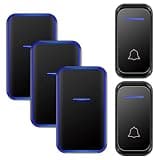 ONMYJFD Chime Waterproof Doorbell 300M Remote Intelligent LED Light Home Door Bell 2 Button 3 Receiver