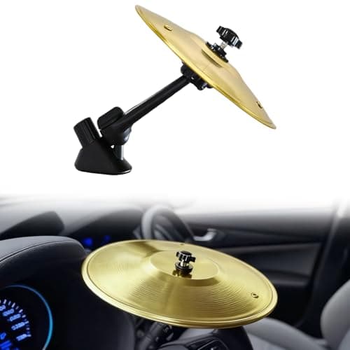 Car Cymbal Air Vent, Mini Drum Crash Cymbal for Car Air Vent, Crisp Metallic Sound, Funny Finger Cymbals Instrument Automotive Decoration Ornaments for Music Lovers Fun Driving - Gold