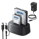 UGREEN Dual-Bay Hard Drive Docking Station for 2.5 & 3.5 SSD HDD Up to 48TB , USB C 3.0 to SATA I/II/III Hard Drive Enclosure Reader with Offline Clone and Duplicator Function Tool Free Installation