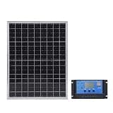 Pomya 12V 24V Portable Solar | Monocrystalline Solar Charger with 60A Controller for RV Camping Boat Battery Maintainer Dual Voltage System Outdoor Power