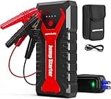 DBPOWER 5000A/80.66Wh Portable Car Jump Starter (UP to 8.0L Gas/6.5L Diesel Engines) 12V Auto Lithium-Ion Battery Booster with Smart Clamp Cables, Quick Charge, and LED, Storage Bag