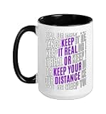 Purple Real/Distance Purple Graphic Ceramic Mug, Black/White, 15oz