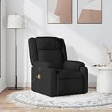 KHNLGFR Manual Recliner Chair with Massage and Side Pocket, Black Fabric Reclining Armchair with 6 Massage Points, 135-Degree Tilt and USB Powered Vibration