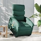 KHNLGFR Power Lift Recliner Chair for Elderly with 6-Point Vibration Massage, 135 Degree Tilt Manual Reclining, Stand Up Massage Recliner Chair Dark Green Fabric