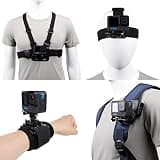 Accessories Set for GoPro Hero 13/12/11/10/9/8/7/6/5/4/Mission 1 Pro,New Quick Release Head Strap Mount + Chest Mount Harness + Backpack Clip Holder + 360°Rotating Wrist Strap