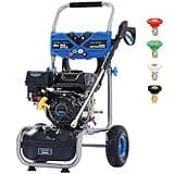 Ezasin Gas Powered Pressure Washer 3500 PSI - 2.3 GPM Heavy Duty High Power Washer,209CC 7HP Engine with 25Ft Pressure Hose, Axial Aluminum Pump, Soap Tank, 4 Quick Connect Nozzle (Black)