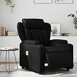 KHNLGFR Electric Massage Recliner Chair with 6 Vibration Points, Black Faux Leather Powered Recliner, 135-Degree Tilt, Cup Holders and Side Pocket