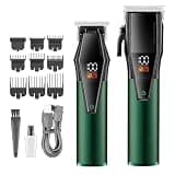 DAXXIN Hair Cutting Tool, 2PCS Professional Barber Adjustable Hair Cutting Machine Cordless Hair Trimmer Digital Display Clipper for Men