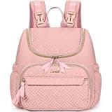 LASUK Diaper Bag Small Diaper Backpack, Stylish Quilted Baby Backpacks, Mini Maternity Bags, with Changing Pad, Parents Essentials Diaper Bag, Large, Pink