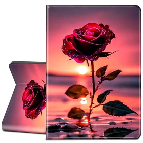 LYHXLYJH for iPad Pro 12.9 Case 6th/5th/4th Generation 2022/2021/2020-Slim PU Leather Stand Smart Cover with Auto Wake/Sleep,Sunset Red Rose