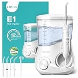 COSLUS E1 Electric Water Flosser for Teeth: Professional Dental Pick for Orthodontic, Sensitive Gums, Braces - 12 Pressure Settings & 5 Multi-Functional Tips for Multiple Users, Home Use, White