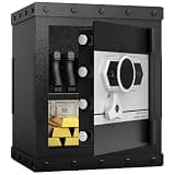 KAER Home Safe 2.8 Cubic Feet – Heavy Duty Biometric Fingerprint & Keypad Secure Box, Alloy Steel with Adjustable Shelf & Pistol Rack for Documents Money Handgun – Bedroom Office