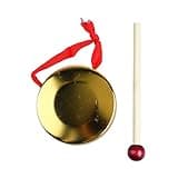 Omquot Hand Gong Mini Portable Musical Instrument for Kids, Improve Rhythm, Chinese Traditional Percussion, Iron Gong with Wooden Hammer for Business Opening (3.5")