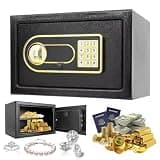 Home Safe Box, Security Safe Box Fireproof Waterproof with Digital Keypad and Key Lock, Home Safe Money Box for Cash, Documents, Pharmaceuticals & Jewelry