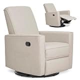 Evolur Raleigh Upholstered Manual Glider Recliner– Rocking & 360° Swivel with Smooth Glide – Greenguard Gold & FSC Certified – Modern Nursery and Living Room Chair in Light Sand