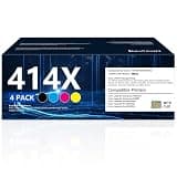 414X 414A High Yield Toner Cartridges 4 Pack M479fdw with Chip - 414X Toner Replacement for HP W2020X W2020A Color Enterprise M455dn M480f Pro M479dw M479fdn Printer Toner (Black Cyan Yellow Magenta)