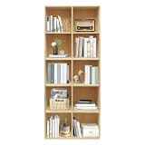 PIAOYUE 2-Tier 10 Deep Compartments Open Storage Organizer with Back Panel, Freestanding Multipurpose Display Rack for Home Decor & Daily Supplies (Wood Color)