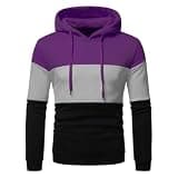 Men's Color Block Hoodie Sweatshirts Long Sleeve Pullover Tops with Pocket