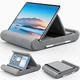 CreaDream Tablet Pillow Stand, Foldable Tablet Holder for Lap, Bed and Desk, Soft Pillow Pad with Pocket and Stylus Mount, for 4-13" Tablets, Like iPad Pro 11, 13, Air, Mini, Kindle, Galaxy Tab, Grey
