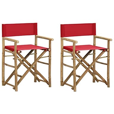 Gecheer Set of 2 Folding Director Chairs – Red Bamboo Frame with Polyester Seat, Outdoor & Indoor Use, Compact & Lightweight for Patio, Garden, Camping