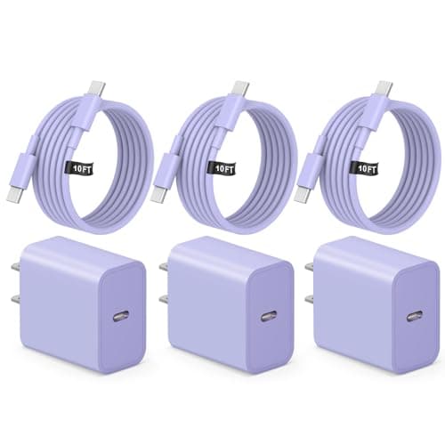 iPhone 17 16 15 Charger Fast Charging USB C Charger Block 2-Pack Type C Chargers iPhone 17 Chargers 10FT Cord for iPhone 17/17 Plus/17 Pro/17 Pro Max/16/16 Plus/16 Pro/16 Pro Max/15/15 Pro Max(Purple)