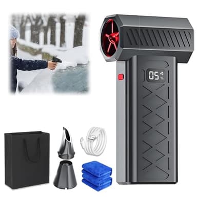 Led Turbo Snow Blower, 130,000 RPM Mini Turbo Snow Blower Handheld Led with Dual Mode Design for Car Defrosting, Leaf & Keyboard Dust Cleaning, Visibility Enhancement Multi-Scene Tool (Black 1PC)
