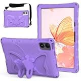 Compatible with Lenovo Idea Tab Plus 12.1 inch 2025 Model TB365FC Kids Case,Cute Butterfly Cover Lightweight Shockproof Case EVA Foam Cover with Shoulder Strap & Stand Cover(Purple)