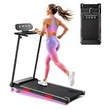 Compact Walking Pad Treadmill with Handle Bar, Portable Mini Treadmills with Incline, 3.5HP & 0.6-10MPH Electric Walking Treadmill for Home Exercising