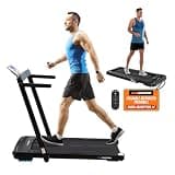 RunMaster 2 in 1 Folding Treadmill - Portable, Space-Saving, 2.5HP Under Desk Electric Treadmill with Foldable Handle, Bluetooth, Large Belt for Walking and Jogging, 12 Exercise Programs - Black