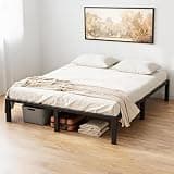 SunnyFurn Queen Size Platform Bed Frame 6 Inch, Heavy Duty Metal Frame No Box Spring Needed, Screw-Free Interlocking Assembly, Steel Slat Support, 6 in Under Bed Storage Space, Black
