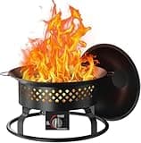 R.W.FLAME 19" Smokeless Portable Propane Fire Pit - 50000 BTU Outdoor Fire Bowl with Lava Rocks & Carry Bag for Camping RV Patio Backyard