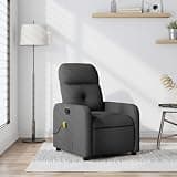 KHNLGFR Dark Gray Fabric Manual Recliner Chair with Footrest, 135 Degree Tilt, USB Powered 6 Massage Points, Side Pocket, Wood and Metal Frame