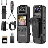 kaysunlink 4K 128GB Body Camera with 1.4” Screen Audio and Auto Video Night Vision Mini Police Wearable Body Worn Cam Portable Small Personal Camcorder Sport Action Outdoor Video Recorder (4K-128GB)
