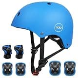 XJD Kids Bike Helmet,Multi-Sport Protective Gear Set for 3-5-8-14 Years Boys Girls with Knee and Elbow Pads Wrist Guards fit Roller Skates,Cycling,Skateboarding,Skating Scooter (Blue, Small)