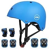 XJD Kids Bike Helmet,Multi-Sport Protective Gear Set for 3-5-8-14 Years Boys Girls with Knee and Elbow Pads Wrist Guards fit Roller Skates,Cycling,Skateboarding,Skating Scooter (Blue, Small)
