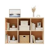 WoShewNu 6 Cube Storage Organizer, 2-Tier Solid Wood Cube Shelf, Vertical or Horizontal Floor Standing Open Bookcase for Bedroom, Study, Office & Bookstore