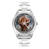 FodPand Analog Men Stainless Steel Band Watch Big Face Silver Wristwatch