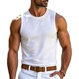 Ctreela Athletic Ice Silk Sleeveless Tops for Men Slim Fit Workout Tanks Sports Daily Casual Summer Vacation Clothes White